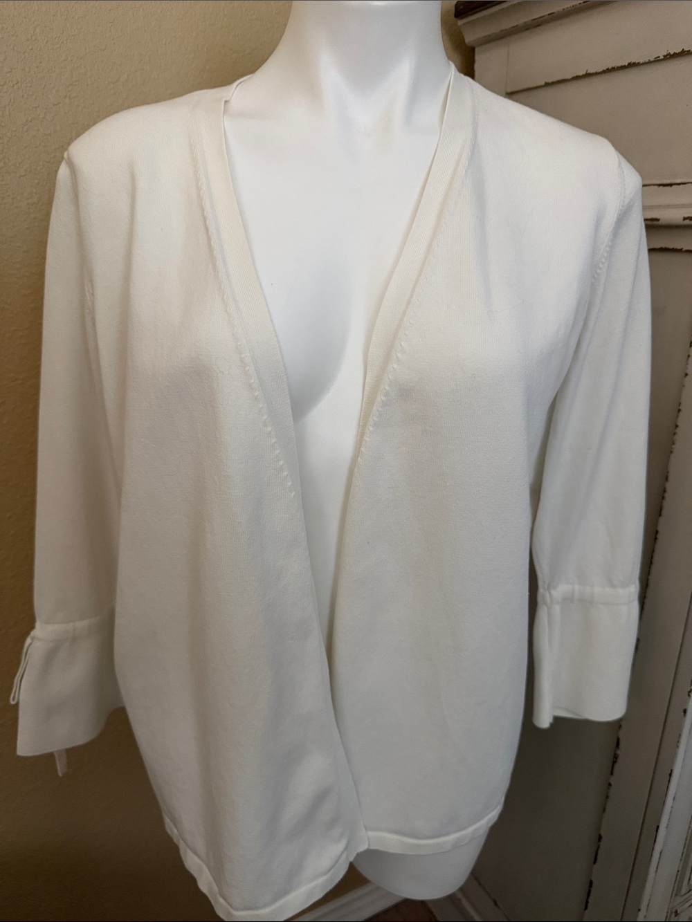 Ann Taylor Cream Open-Front Blazer Cardigan